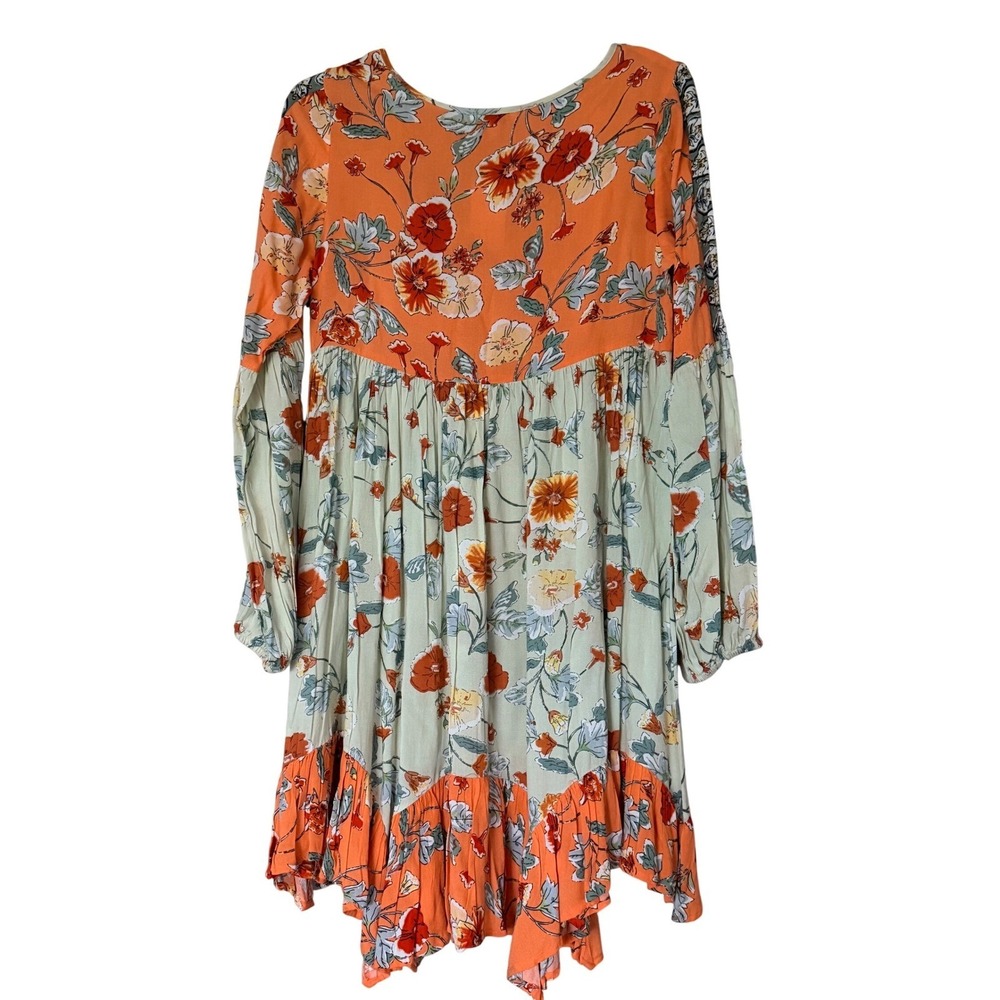 NWT Patrons of Peace SZ S Floral Boho Mini Dress Country Festival Long Sleeve - Picture 5 of 9